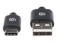 MANHATTAN USB C-Kabel 2.0 schwarz 0,5m Typ C-Stecker auf Typ A-Stecker 480 Mbit/s