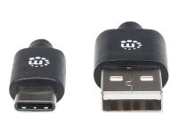 MANHATTAN USB 2.0 Typ C-Kabel 2m schwarz Typ C-Stecker...