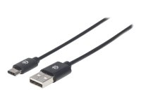 MANHATTAN USB 2.0 Typ C-Kabel 3m Typ A-Stecker auf Typ C-Stecker 480 Mbit/s schwarz