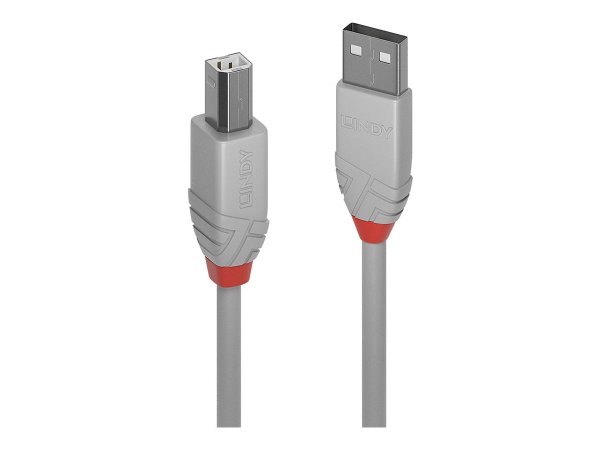 LINDY 0,5m USB 2.0 A/B Kabel Anthra Line