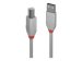 LINDY 3m USB 2.0 Type A to B Cable Anthra Line USB Type A Male to B Male cool grey