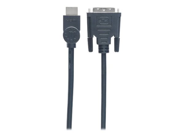 MANHATTAN HDMI auf DVI-D 24+1 Kabel 3m 19-pol. HDMI Stecker auf DVI Stecker Dual Link schwarz