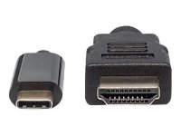 MANHATTAN USB Typ C auf HDMI-Adapterkabel 1m Konvertiert das Alternate-Mode-Signal in ein HDMI 4K-Ausgangssignal schwarz