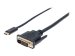 MANHATTAN USB Typ C auf DVI-Adapterkabel 2m Konvertiert das Alternate-Mode-Signal in ein DisplayPort 4K-Ausgangssignal schwarz