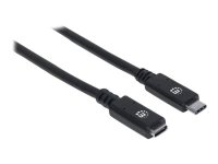 MANHATTAN 3.1 USB-C Verlaengerungskabel 0,5m SuperSpeed+ USB 3.1 Gen2 Typ C-Stecker auf Typ C-Buchse 10 Gbit/s 5 A schwarz