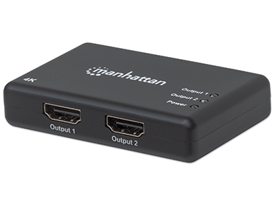 MANHATTAN 4K 2-Port HDMI-Splitter 4K30Hz Stromversorgung ueber Netzteil schwarz