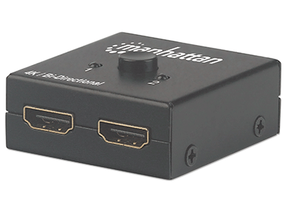 MANHATTAN 4K bi-direktionaler HDMI-Splitter/Switch 2-Port 4K30Hz manuelle Auswahl passiv kein Netzteil benoetigt schwarz