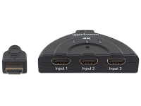 MANHATTAN 4K 3-Port HDMI-Switch 4K60Hz Stromversorgung ueber USB integriertes Kabel schwarz