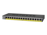 NETGEAR 16-Port Gigabit unmanaged Switch PoE/PoE+ 76W PoE Budget lüfterlos Metallgehäuse Desktop/Rack Wandbefestigung