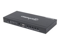 MANHATTAN 1080p 4-Port HDMI Multiviewer Switch mit 4 Eingaengen auf ein Display Videobandbreiten-Verstaerker Fernbedienung schwarz