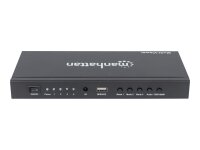 MANHATTAN 1080p 4-Port HDMI Multiviewer Switch mit 4 Eingaengen auf ein Display Videobandbreiten-Verstaerker Fernbedienung schwarz