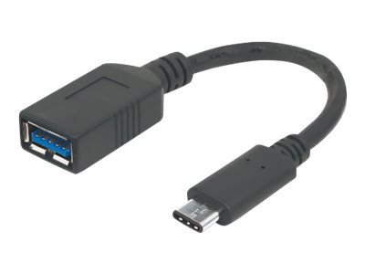 MANHATTAN SuperSpeed USB-C Anschlusskabel 15cm USB 3.1 Gen1 Typ C-Stecker - Typ A-Buchse 5 Gbit/s zertifiziert nach USB-IF schwarz