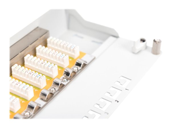 DIGITUS CAT 6 Patch Panel geschirmt 8-Port RJ45 8P8C LSA 1HE 25,4cm 10Zoll Rack Mount Farbe Grau RAL 7035