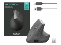 LOGITECH MX Vertical Vertical mouse ergonomic optical 6 buttons wireless wired Bluetooth 2.4 GHz USB wireless receiver graphite