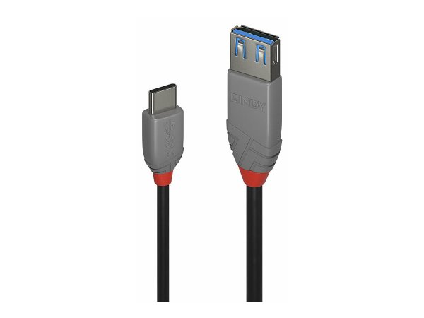 LINDY 0,15m USB 3.1 Typ C an A Adapterkabel Anthra Line