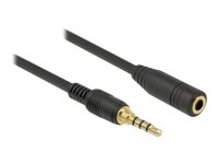 DELOCK Klinkenverlängerungskabel 3,5 mm 4 Pin Stecker zu Buchse 5 m schwarz