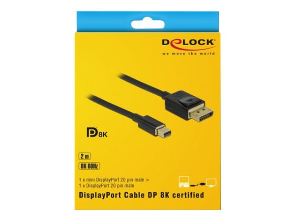 DELOCK Mini DisplayPort zu DisplayPort Kabel 8K 60Hz 2m DP 8K zertifiziert