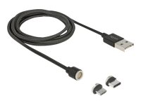 DELOCK Magnetisches USB Daten- und Ladekabelset für Micro USB / USB Type-C schwarz 1,1m