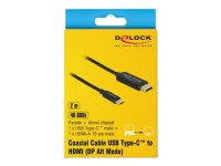 DELOCK USB Kabel Type-C zu HDMI DP Alt Mode 4K 60Hz 2m koaxial