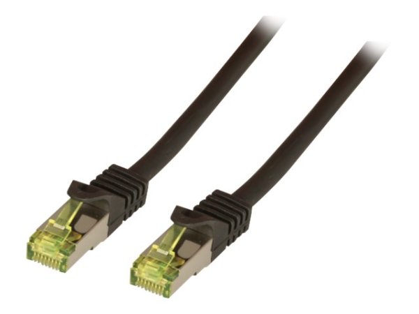 EFB Patchkabel Cat6a S/FTP LSZH mit Cat7 Rohkabel 1m SCHWARZ 10 Gigabit Ethernet 600MHz 4x2xAWG26/7 Flammwidrig Raucharm