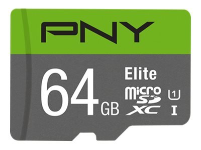 PNY Micro SD Card Elite 64 GB HC Class 10  UHS I  U1  SD adapter