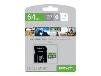 PNY Micro SD Card Elite 64 GB HC Class 10  UHS I  U1  SD adapter