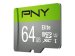 PNY Micro SD Card Elite 64 GB HC Class 10  UHS I  U1  SD adapter