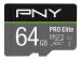 PNY MICRO-SD Card PRO ELITE 64GB Class 10 XC UHS I U3 A1 V30 SD adapter