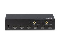 LINDY 4x2 HDMI 2.0 4K 18G Matrix Switch with Audio Extractor Optical Out or 3.5mm Jack 4K 3840x2160at60Hz 4:4:4 8bit