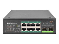 ASSMANN Industrieller 8-Port Gigabit PoE+ Switch mit 2 x SFP Uplink