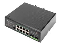 ASSMANN Industrieller 8-Port Gigabit PoE+ Switch mit 2 x SFP Uplink