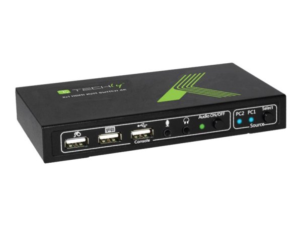 TECHLY USB HDMI KVM Switch 2X1 zur gemeinsamen Nutzung eines Displays und 2 Computern mit einer Tastatur und Maus