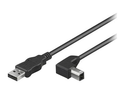 TECHLY USB2.0 Anschlusskabel Schwarz Stecker Typ-A auf Stecker Typ-B 90 Grad gewinkelt Laenge 3m