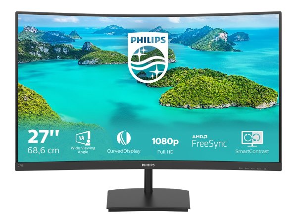 PHILIPS 271E1SCA/00 LCD CURVED 68,6cm 27Zoll 16/9 VA FHD 1920x1080 75Hz 4ms 250 cd/m2 VGA HDMI Speakers 3Watt VESA 100