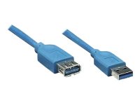 TECHLY USB3.0 Verlaengerungskabel blau 1m Stecker Typ A auf Buchse Typ A