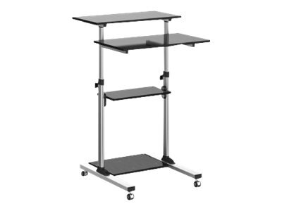 TECHLY Universal Trolley schwarz fuer Notebook oder Projektoren 94-138cm Hoehenverstellbar Ablageflaeche verstellbar