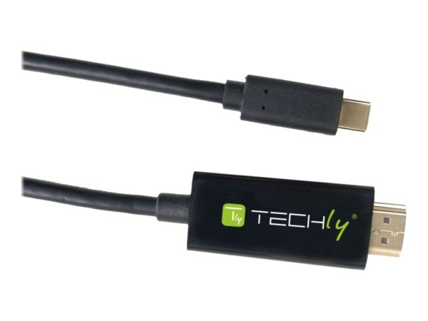 TECHLY Anschlusskabel HDMI zu USB-C schwarz fuer HDMI-Monitore an einen Computer mit USB-C Schnittstelle 2m