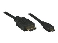 TECHLY HDMI High Speed mit Ethernet und Micro D Anschlusskabel 3m schwarz Anschluesse HDMI 19pol. Stecker auf Micro HDMI 19pol.