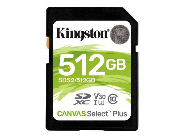 KINGSTON 512GB SDXC Canvas Select Plus 100R C10 UHS-I U3 V30