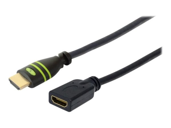 TECHLY HDMI High Speed Verlaengerungskabel 1m schwarz mit Ethernet 4K 30Hz 19pol.HDMI Stecker auf 19pol.HDMI Buchse mit Goldkontakte