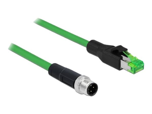 DELOCK Netzwerkkabel M12 4 Pin D-kodiert zu RJ45 Stecker PVC 2 m