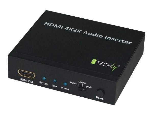 TECHLY HDMI/DVI Audio Inserter Konverter schwarz Ermoeglicht eine 4Kx2K Aufloesung und 3D-Signal