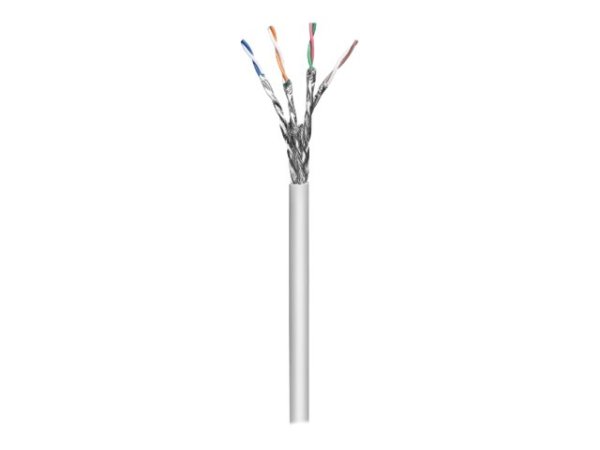 INTELLINET Verlegekabel Cat6a S/FTP 100 m Rolle LS0H CPR-Dca-klassifiziert AWG 23 Massivdraht grau