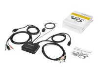 STARTECH.COM 2 Port HDMI KVM Switch with 4 Foot Built-In Cables - OS Independent - Support for 3.5mm Audio - USB 4K 60Hz