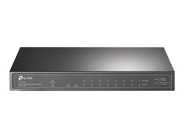 TP-LINK TL-SG1210P 10-Port Gigabit PoE+ Switch 8x Gigabit PoE+ Ports 1x Gigabit RJ45 Ports 1x Gigabit SFP Slots 802.3at/af