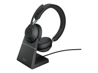 JABRA Evolve2 65 MS Stereo Headset on-ear Bluetooth wireless USB-A noise isolating black with charging stand Certified for MS Te