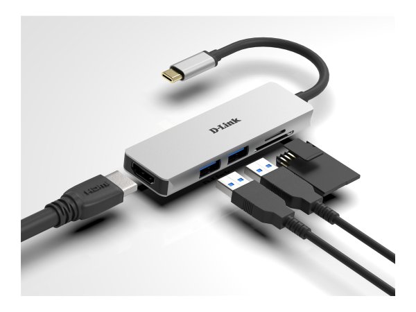 D-LINK DUB-M530 USB-C Hub 5-Port USB 3.0 mit HDMI und SD & microSD Card Reader