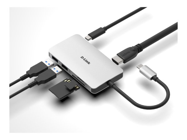 D-LINK DUB-M610 6-in-1 USB-C Hub 1x HDMI 1x USB-C-Port 100W 2x SuperSpeed USB-A 3.0 (1x BC 1.2) 1x Dual-Slot SD/microSD/SDHC/SDXC