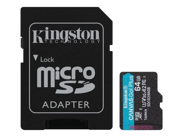 KINGSTON 64GB microSDXC Canvas Go Plus 170R A2 U3 V30 Card + ADP