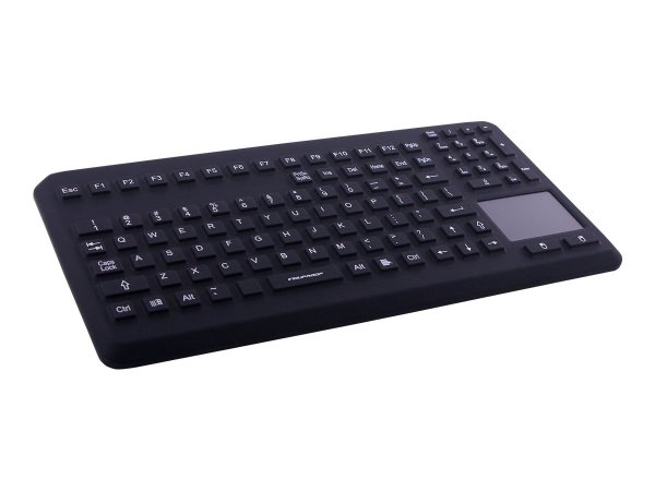 GETT InduProof Advanced Silikon Tastatur mit Touchpad und NUM-block IP68 desinfizierbar 104 Tast. VESA USB Farbe schwarz Layout CH